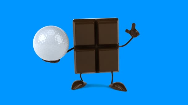 Barra de chocolate com bola de golfe — Vídeo de Stock