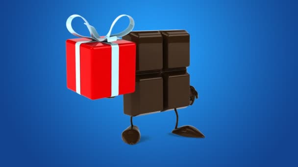 Barra de chocolate con regalo — Vídeos de Stock