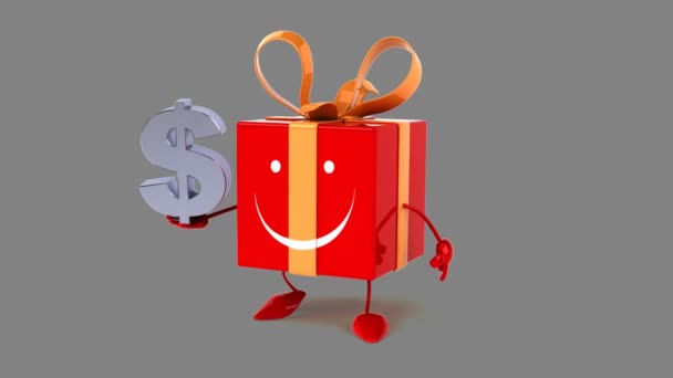 Gift with dollar sign — Stock Video