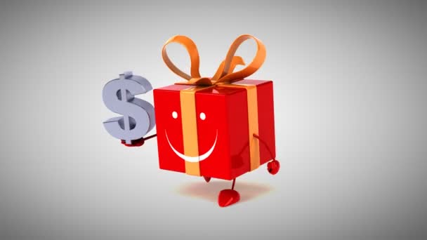 Gift with dollar sign — Stock Video
