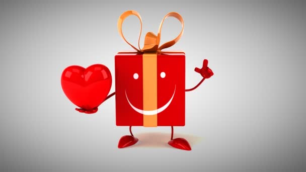 Röda gåva med hjärtat — Stockvideo
