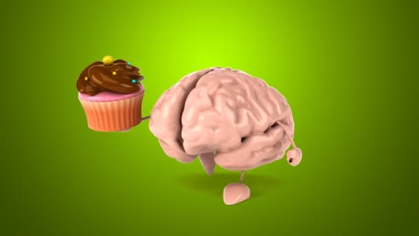 Cervello che tiene cupcake — Video Stock