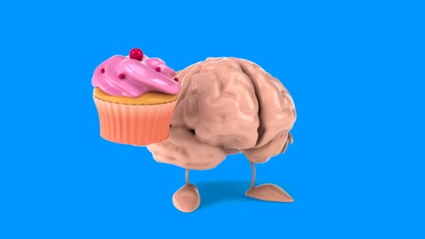 Cervello che tiene cupcake — Video Stock