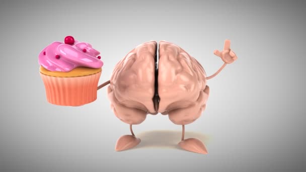 Hersenen bedrijf cupcake — Stockvideo