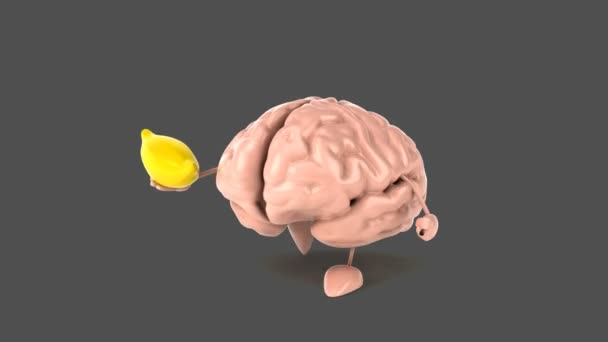 Divertido cerebro celebración de plátano — Vídeo de stock