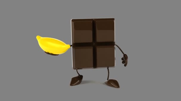 Chocolate bar with banana — Stock Video