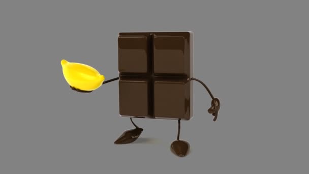 Chocolate bar with banana — Stock Video