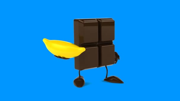 Barra de chocolate con plátano — Vídeo de stock