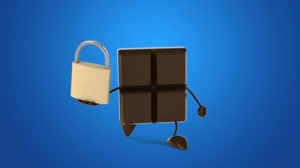 Chocolate holding padlock — Stock Video