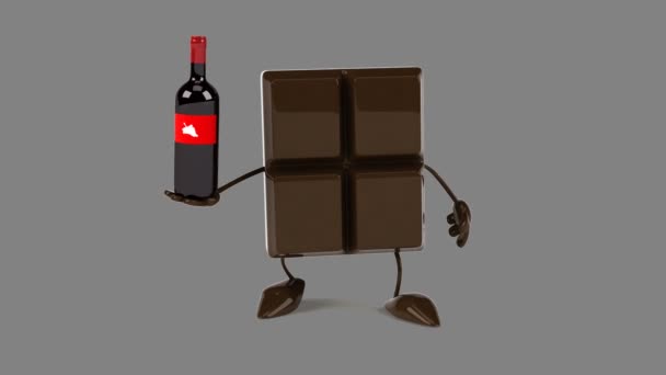 Chocolate sosteniendo vino — Vídeo de stock