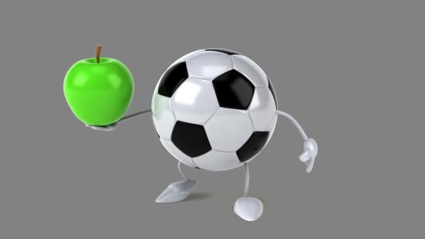 Yeşil elma ile futbol topu — Stok video