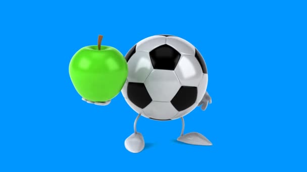 Fußball mit grünem Apfel — Stockvideo
