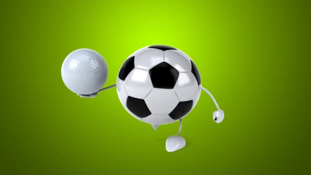 Cartoon boll med golfboll — Stockvideo