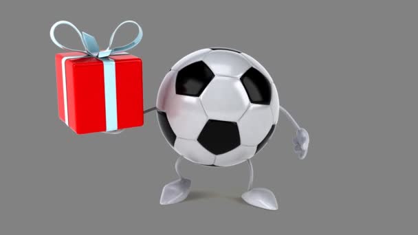 Pelota de fútbol con regalo — Vídeos de Stock