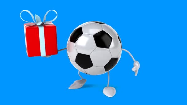 Fotbalový míč s dárkem — Stock video