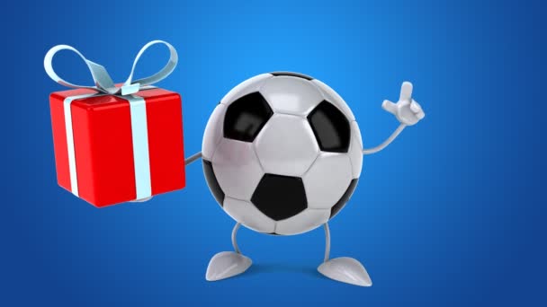 Football  ball with gift — Stock Video