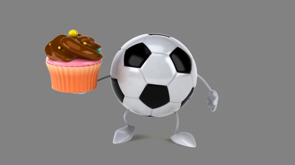 Pelota de fútbol con cupcake — Vídeos de Stock