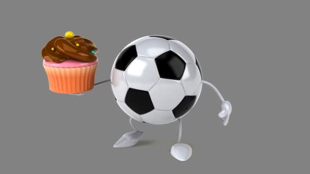 Futbol topu ile cupcake — Stok video