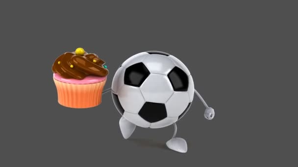 Voetbal bal met cupcake — Stockvideo