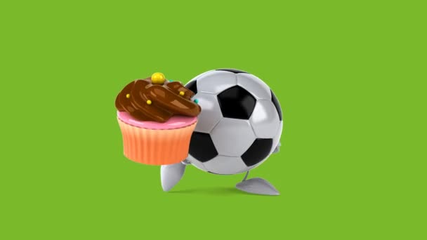 Ballon de football avec cupcake — Video