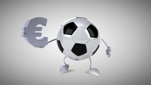 Euro simgesi ile futbol topu — Stok video