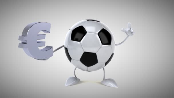 Euro simgesi ile futbol topu — Stok video