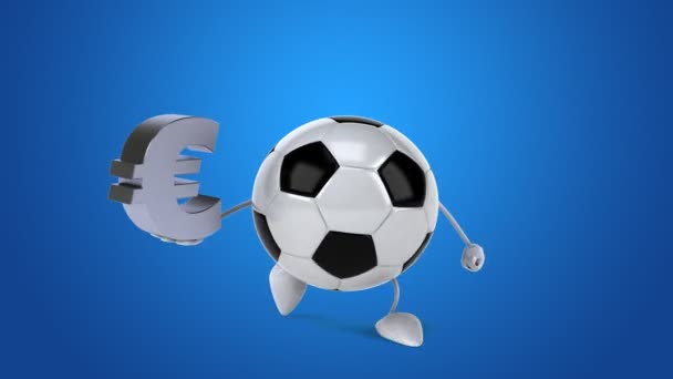 Football ball with euro sign — Stock Video