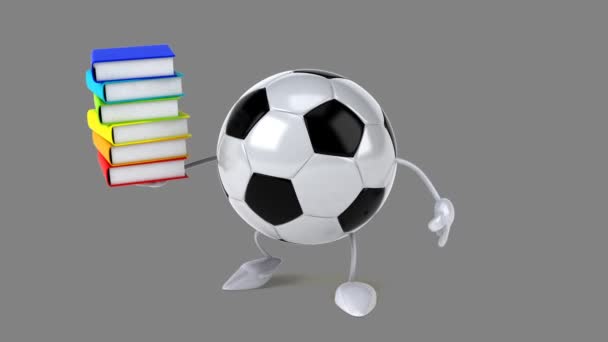 Bola de futebol com livros — Vídeo de Stock