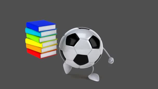 Voetbal bal met boeken — Stockvideo