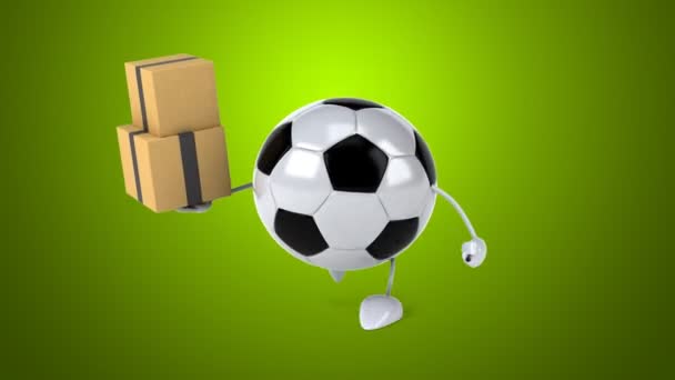 Football holding boxes — Stock Video