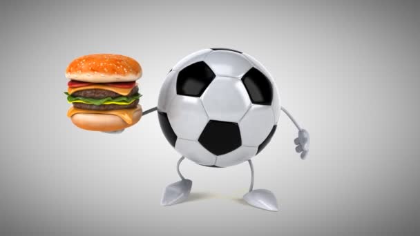 Football holding burger — Stock Video