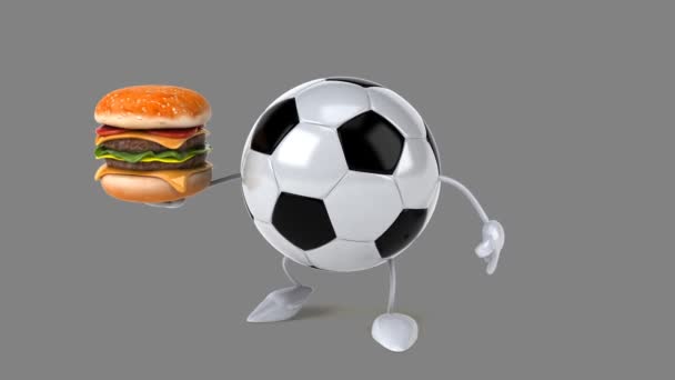 Sepak bola memegang burger — Stok Video