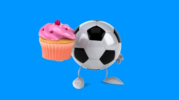 Football ball with cupcake — Stock Video