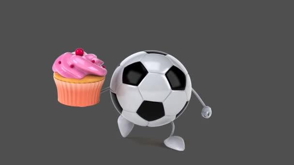 Football ball with cupcake — Stock Video