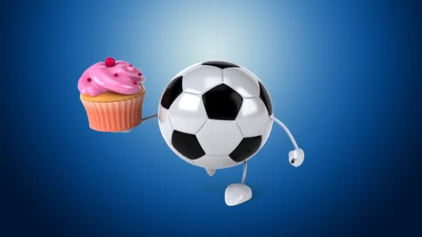 Football ball with cupcake — Stock Video