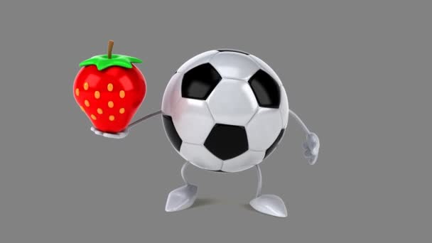 Pelota de fútbol con fresa — Vídeo de stock