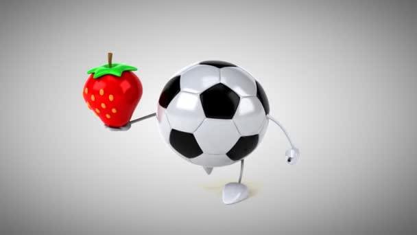 Football ball with strawberry — Stock Video