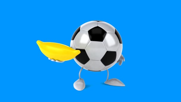 Football ball with banana — Stock Video