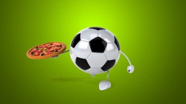 Futbol holding pizza