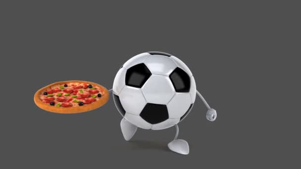 Football holding pizza — Stock Video