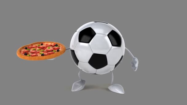 Sepak bola memegang pizza — Stok Video