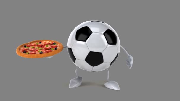 Futebol segurando pizza — Vídeo de Stock