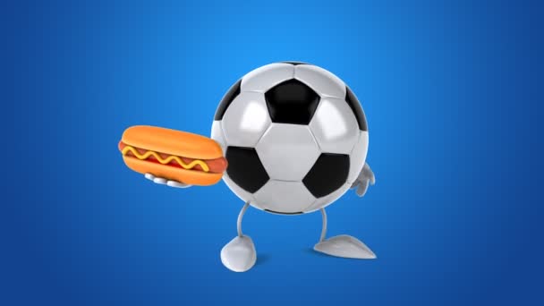 Football holding hotdog — Stock Video