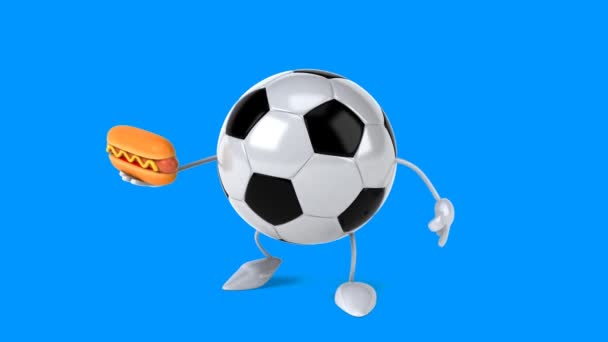 Futebol segurando hotdog — Vídeo de Stock