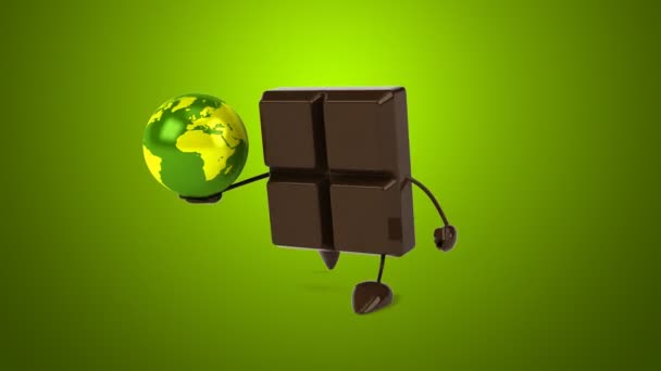 Chocolate holding globe — Stock Video