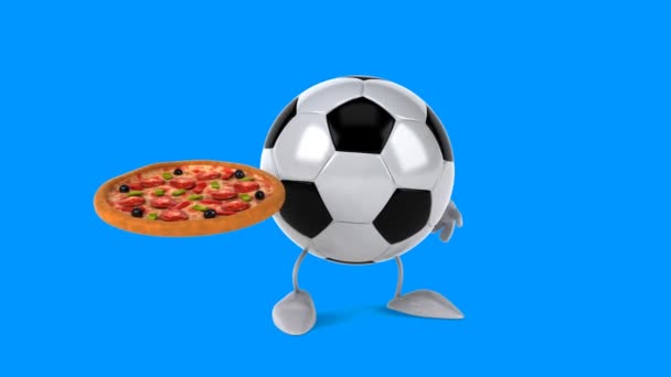 Football holding pizza — Stock Video