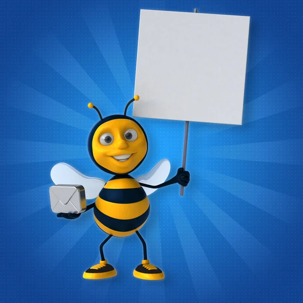 Бджола тримає лист і картку — стокове фото