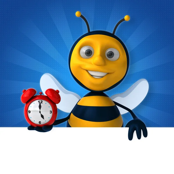 Bee holding klok en kaart — Stockfoto