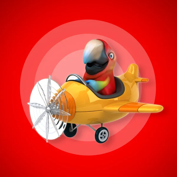 Vtipný papoušek na letadle — Stock fotografie