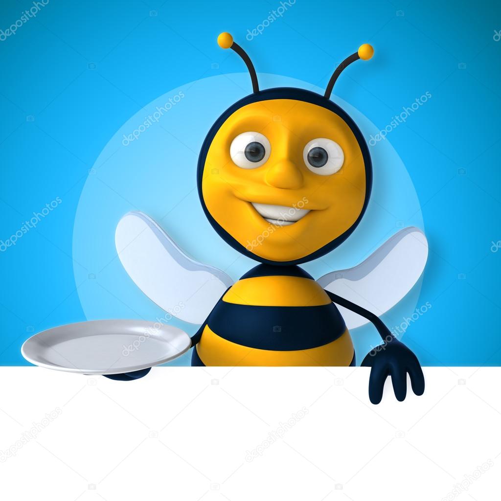 bee holding plate and card